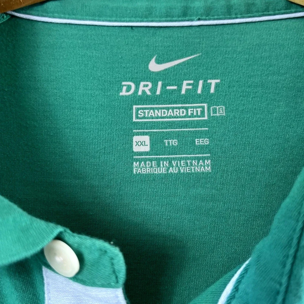 Men's Green Colorblock Nike Polo Shirt XXL